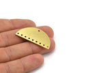 Semi Circle Charm, 4 Raw Brass Half Moon Shaped Charms With 10 Holes, Earring Findings (40x20x0.80mm) A3034