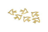Brass Bird Connector, 100 Raw Brass Bird Connectors With 2 Holes, Charms, Findings (15mm) B0331