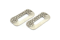 Gümüş Dikdörtgen Charm, 1 Delikli 8 Antik Gümüş Kaplama Pirinç Dikdörtgen Charm, Küpeler, Bulgular (34x17x0,60 mm) D1018 H1158