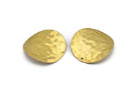 Hammered Wave Discs, 8 Raw Brass Hammered Wave Discs With 1 Hole (32mm) Y117