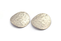 Hammered Wave Discs, 4 Antique Silver Plated Brass Hammered Wave Discs With 1 Hole (32mm) Y117 H0540