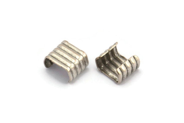 8mm Crimp End, 20 Antique Silver Plated Brass Crimp Findings Without Holes (8x7mm) Brs 511 A0146