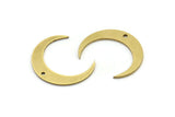 Brass Moon Charm, 12 Raw Brass Crescent Moon Charms With 1 Hole (25x5x1mm) A3109