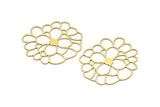Brass Flower Charm, 8 Raw Brass Flower Charms, Earring Charms (38x35x0.60mm) A3091