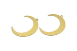 Brass Moon Charm, 4 Raw Brass Crescent Moon Charms With 1 Loop (41x8x1mm) A3105