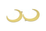 Brass Moon Charm, 4 Raw Brass Crescent Moon Charms With 1 Loop (41x8x1mm) A3105