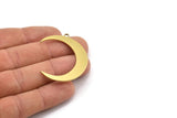 Brass Moon Charm, 4 Raw Brass Crescent Moon Charms With 1 Loop (41x8x1mm) A3105