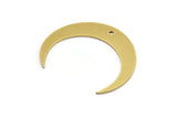 Brass Moon Charm, 4 Raw Brass Crescent Moon Charms With 1 Hole (41x8x1mm) A3107