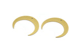 Brass Moon Charm, 4 Raw Brass Crescent Moon Charms With 1 Hole (41x8x1mm) A3107