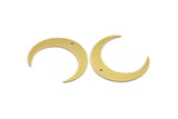 Brass Moon Charm, 4 Raw Brass Crescent Moon Charms With 1 Hole (41x8x1mm) A3107