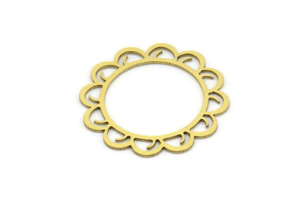 Brass Flower Charm, 24 Raw Brass Flower Charms, Earring Charms (25x24x0.60mm) A3093