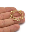 Brass Flower Charm, 10 Raw Brass Sunflower Charms, Earring Charms (37x34x0.60mm) A3089