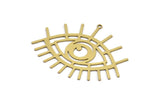 Brass Eye Charm, 6 Raw Brass Eye Shaped Charms With 1 Loop, Earring Charms (35x47x0.60mm) A3110