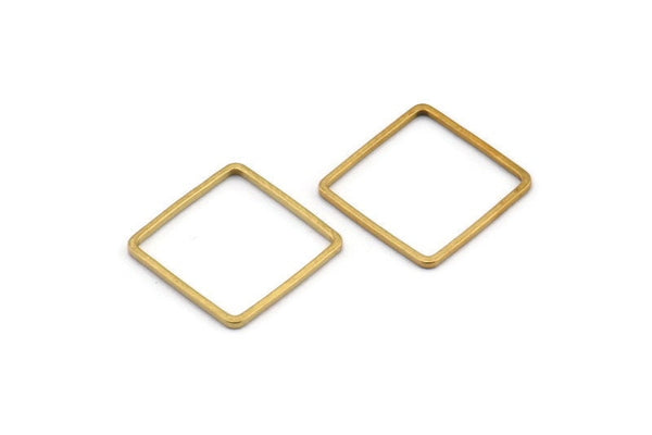 Square Brass Charm, 50 Raw Brass Square Connectors (15x0.8mm) BS 1858