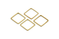 Square Brass Charm, 50 Raw Brass Square Connectors (15x0.8mm) BS 1858