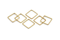 Square Brass Charm, 50 Raw Brass Square Connectors (15x0.8mm) BS 1858