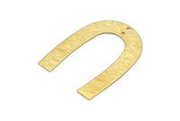Brass Geometric Charm, 12 Raw Brass Textured U Shaped Pendants With 2 Holes, Charms, Findings (35x27x0.50mm) D0751