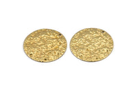 Brass Disc Charm, 10 Hammered Raw Brass Round Charms With 1 Hole, Earrings, Findings (30x0.70mm) D974