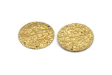Brass Disc Charm, 10 Hammered Raw Brass Round Charms With 1 Hole, Earrings, Findings (30x0.70mm) D974