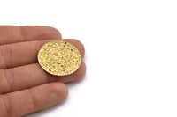 Brass Disc Charm, 10 Hammered Raw Brass Round Charms With 1 Hole, Earrings, Findings (30x0.70mm) D974