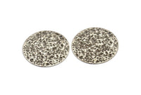 Silver Disc Charm, 6 Hammered Antique Silver Plated Brass Round Charms With 1 Hole, Earrings, Findings (30x0.70mm) D974 H1061