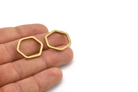 Brass Hexagon Connector, 12 Raw Brass Hexagon Connector Rings (22x2x2mm) D0135