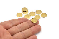 Brass Round Tag, 24 Raw Brass Round Stamping Blanks With 1 Hole, Charms, Pendants, Findings (13x0,8mm) D0744