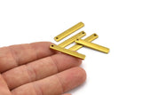 Rectangle Stamping Blank, 24 Raw Brass Rectangle Stamping Blanks With 1 Hole Pendants (30x5x1.5mm) A0558
