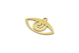 Brass Eye Charm, 24 Raw Brass Eye Charms With 1 Loop (22x13x0.60mm) A3132