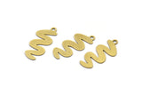 Brass Worm Charm, 24 Raw Brass Worm Charms With 1 Loop, Earring Charms (24x11x0.60mm) A3114