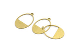 Brass Oval Charm, 12 Raw Brass Oval Charms With 1 Loop, Earring Charms (24x16x0.60mm) A3113