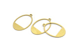 Brass Oval Charm, 12 Raw Brass Oval Charms With 1 Loop, Earring Charms (28x18x0.60mm) A3112