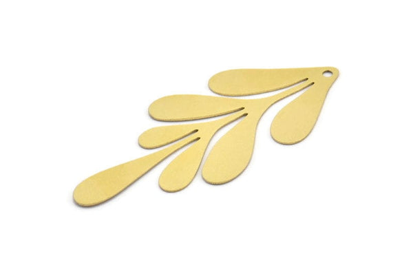 Brass Leaf Charm, 4 Raw Brass Leaf Charms With 1 Hole, Charm Pendants (63x27x0.60mm) A3151