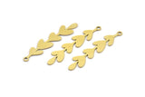 Brass Leaf Charm, 24 Raw Brass Leaf Charms With 1 Loop, Charm Pendants (34x7x0.60mm) A3149