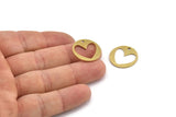 Brass Heart Charm, 10 Raw Brass Heart Charms With 1 Hole (20x1mm) A3147