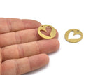 Brass Heart Charm, 8 Raw Brass Heart Charms With 1 Hole (20x1mm) A3146