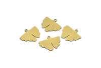 Brass Leaf Charm, 12 Raw Brass Gingko Leaf Charms With 1 Loop, Charm Pendants (18x14x0.60mm) A3122
