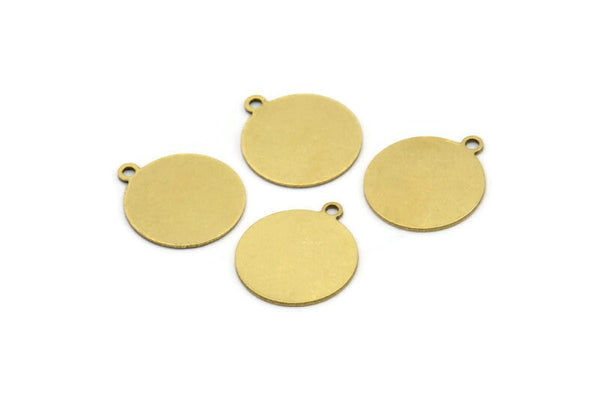 Brass Round Tag, 24 Raw Brass Round Charms With 1 Loop, Stamping Tag (16x14x0.60mm) A3159