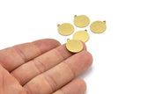 Brass Round Tag, 24 Raw Brass Round Charms With 1 Loop, Stamping Tag (16x14x0.60mm) A3159