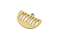 Semi Circle Charm, 24 Raw Brass Semi Circle Charms With 1 Loop, Pendant Charms (18x13x0.60mm) A3125