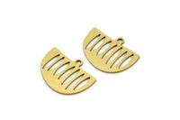 Semi Circle Charm, 24 Raw Brass Semi Circle Charms With 1 Loop, Pendant Charms (18x13x0.60mm) A3125