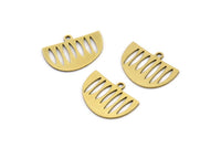 Semi Circle Charm, 24 Raw Brass Semi Circle Charms With 1 Loop, Pendant Charms (18x13x0.60mm) A3125