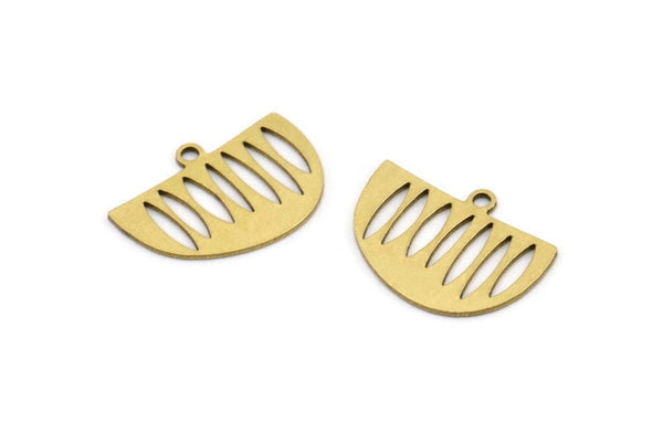 Semi Circle Charm, 24 Raw Brass Semi Circle Charms With 1 Loop, Pendant Charms (18x13x0.60mm) A3125