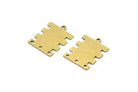 Pirinç Dikdörtgen Charm, 4 Delikli 12 Ham Pirinç Dikdörtgen Charm, Küpe Charm'ları, Bağlantı Parçaları (18x14x0,60 mm) A3123