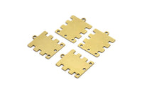Pirinç Dikdörtgen Charm, 4 Delikli 12 Ham Pirinç Dikdörtgen Charm, Küpe Charm'ları, Bağlantı Parçaları (18x14x0,60 mm) A3123