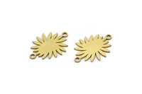 Brass Sun Connector, 24 Raw Brass Sun Connectors With 2 Loops, Charm Pendants (18x14x0.60mm) A3121