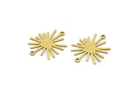 Brass Sun Connector, 24 Raw Brass Sun Connectors With 2 Loops, Charm Pendants (22x18x0.60mm) A3129