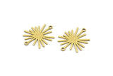 Brass Sun Connector, 24 Raw Brass Sun Connectors With 2 Loops, Charm Pendants (22x18x0.60mm) A3129