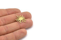 Brass Sun Connector, 24 Raw Brass Sun Connectors With 2 Loops, Charm Pendants (22x18x0.60mm) A3129