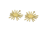 Brass Sun Charm, 10 Raw Brass Sun Charms With 1 Loop, Charm Pendants (24x22x0.60mm) A3128